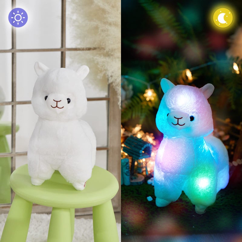 BSTAOFY 13.5'' Light up Alpaca Stuffed Animals LED White Llama Soft Plush Toy with Colorful Night Lights Glow Bedtime Pal Gift for Toddler Kids on Birthday Holiday - Image 2
